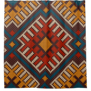 Tribal Aztec seamless pattern on the wool knitted Shower Curtain