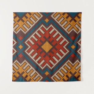 Tribal Aztec seamless pattern on the wool knitted Tapestry