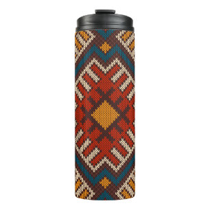Tribal Aztec seamless pattern on the wool knitted Thermal Tumbler