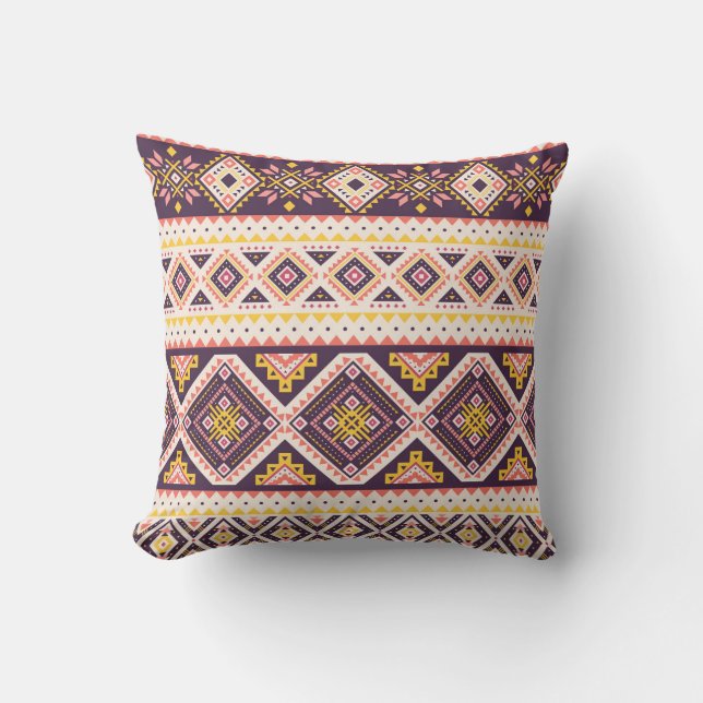 Tribal Aztec striped, geometric pattern. Cushion (Front)
