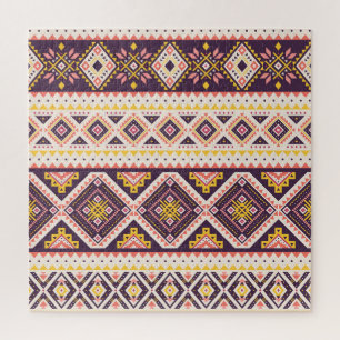 Tribal Aztec striped, geometric pattern. Jigsaw Puzzle
