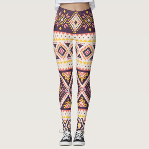 Tribal Aztec striped, geometric pattern. Leggings