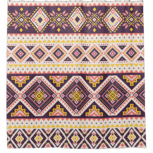 Tribal Aztec striped, geometric pattern. Shower Curtain