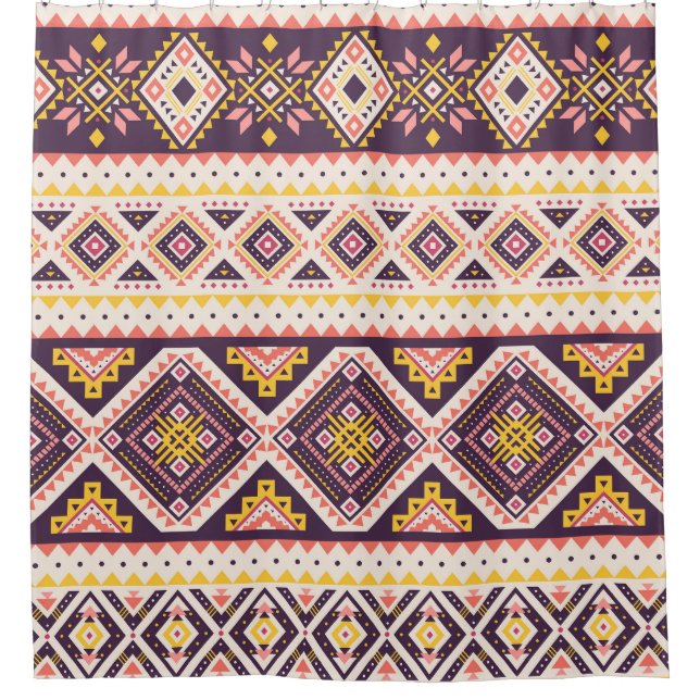 Tribal Aztec striped, geometric pattern. Shower Curtain (Front)