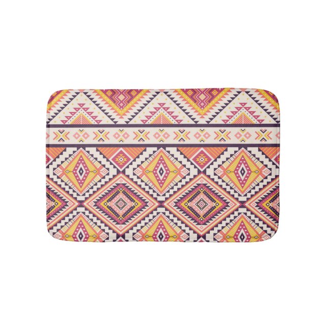 Tribal Aztec Striped Seamless Background Bath Mat (Front)