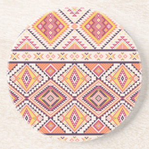 Tribal Aztec Striped Seamless Background Coaster