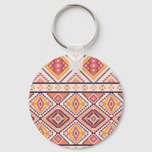 Tribal Aztec Striped Seamless Background Key Ring