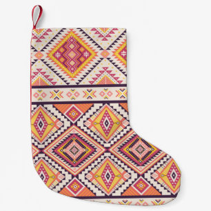 Tribal Aztec Striped Seamless Background Small Christmas Stocking