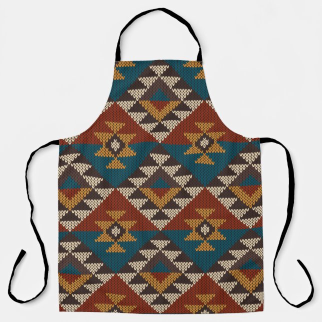 Tribal Aztec Wool Knitted Texture. Apron (Front)