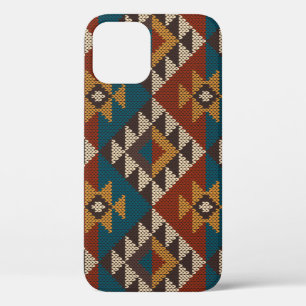Tribal Aztec Wool Knitted Texture. iPhone 12 Case