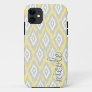 Tribal Aztec Yellow & Grey Modern Personalised iPhone 11 Case
