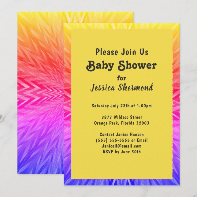 Tribal Baby Shower Copper Abstract Colourful Neon Invitation (Front/Back)