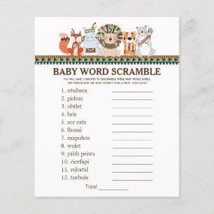 Tribal Baby Shower Games Word Scramble Rhyme Quiz
