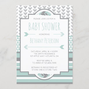 Tribal Baby Shower Invitation, Aztec, Arrows, BOHO Invitation