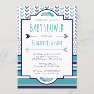Tribal Baby Shower Invitation, Aztec, Arrows, BOHO Invitation