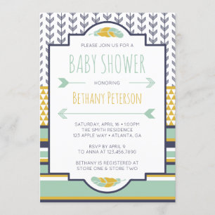 Tribal Baby Shower Invitation, Aztec, Arrows, BOHO Invitation