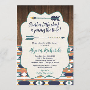 Tribal baby shower invitation boy, little chief