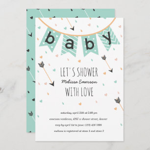 Tribal Baby Shower Invitations   Neutral Mint