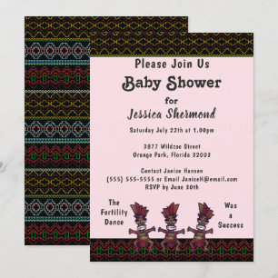 Tribal Baby Shower Neon Abstract Fertility Dance Invitation