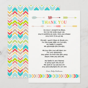 Tribal Baby Shower PoemThank you note, neutral Invitation