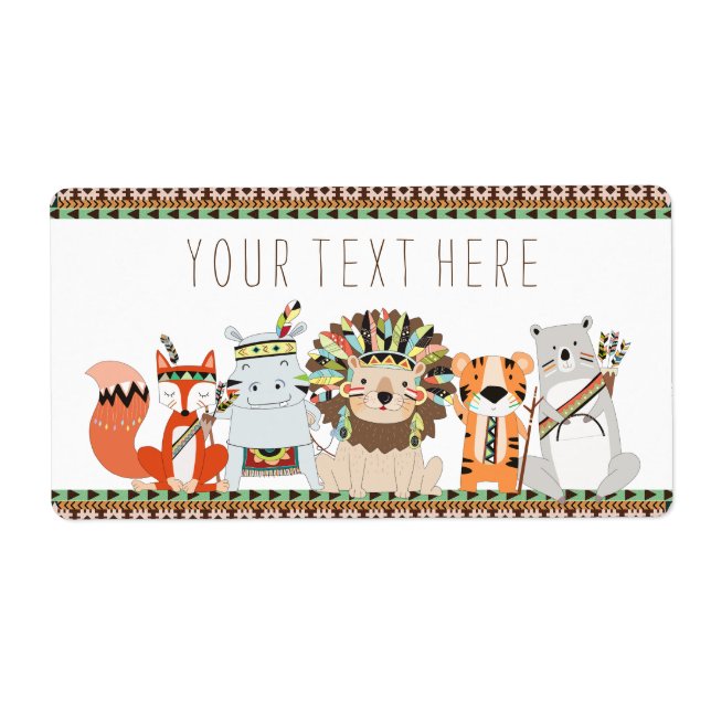 Tribal Baby Shower Water Bottle Labels (Front)