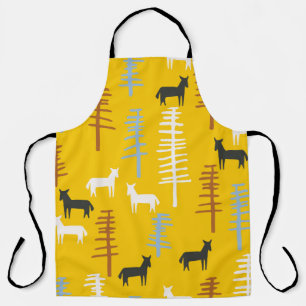 Tribal background with horses and trees,creative f apron