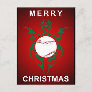 tribal baseball merry christmas holiday postcard