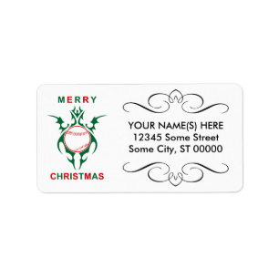 tribal baseball merry christmas label