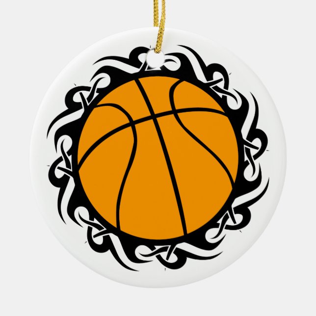 tribal basketball ceramic tree decoration (Front)