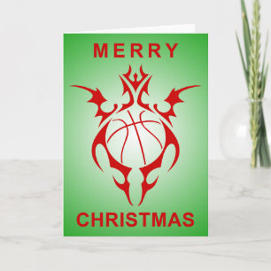 tribal basketball merry christmas holiday card