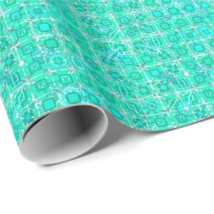 Tribal Batik - aqua and turquoise with white Wrapping Paper