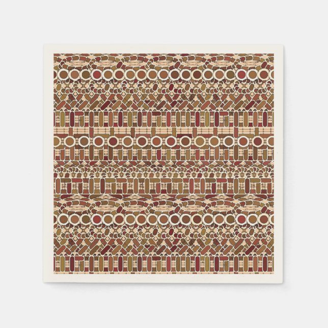 Tribal Batik - brown and tan Napkin (Front)