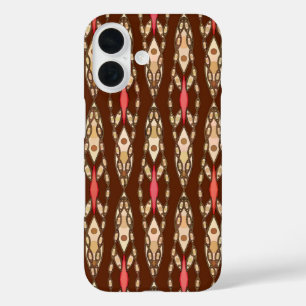 Tribal Batik - Brown, Tan and Coral iPhone 16 Case