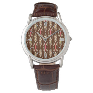 Tribal Batik - Brown, Tan and Coral Watch