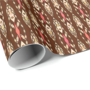 Tribal Batik - Brown, Tan and Coral Wrapping Paper