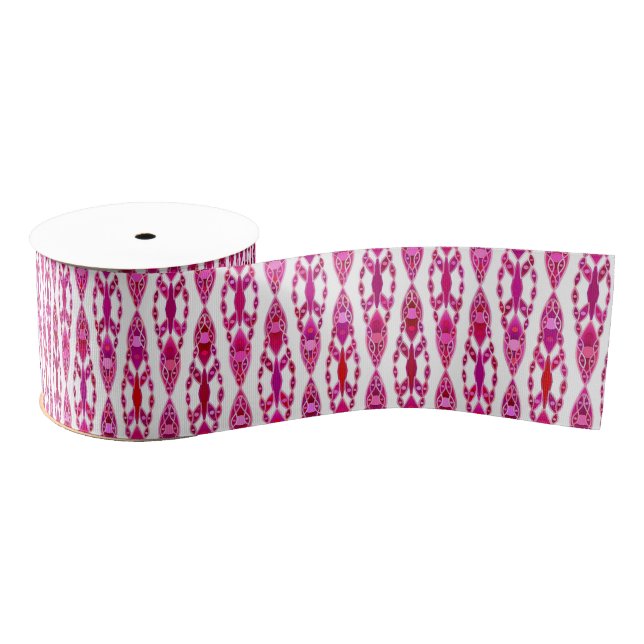 Tribal Batik - Burqundy and Fuchsia Pink Grosgrain Ribbon (Spool)