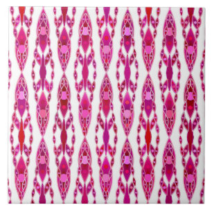 Tribal Batik - Burqundy and Fuchsia Pink Tile