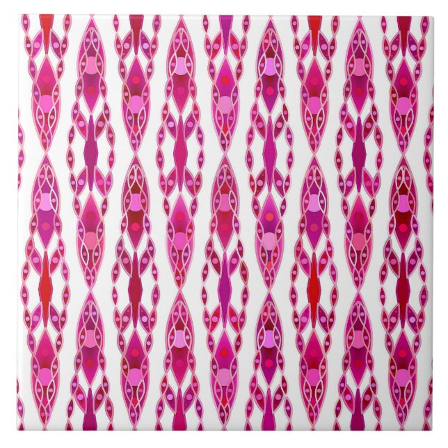 Tribal Batik - Burqundy and Fuchsia Pink Tile (Front)