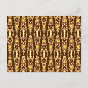Tribal Batik - Chocolate Brown and Beige Postcard