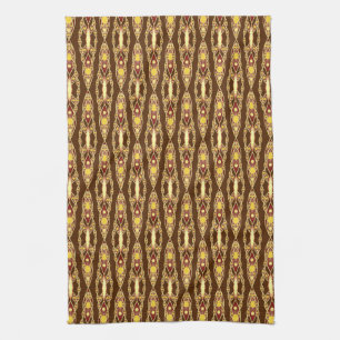Tribal Batik - Chocolate Brown and Beige Tea Towel
