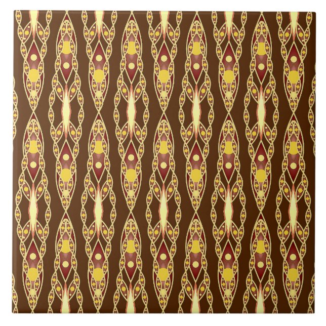 Tribal Batik - Chocolate Brown and Beige Tile (Front)
