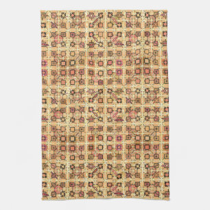 Tribal Batik - chocolate brown and camel tan Tea Towel