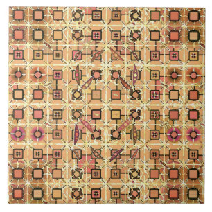 Tribal Batik - chocolate brown and camel tan Tile