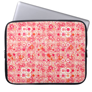 Tribal Batik - coral pink, coral orange and cream Laptop Sleeve
