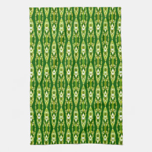 Tribal Batik - Dark Green and Avocado Tea Towel
