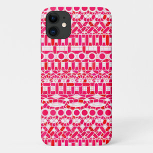 Tribal Batik - Deep red, maroon and white iPhone 11 Case
