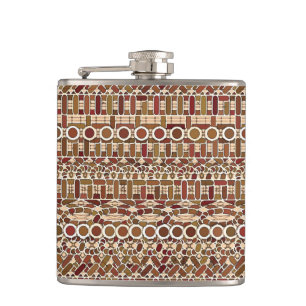 Tribal Batik - earth tone neutrals Hip Flask