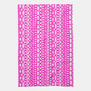 Tribal Batik - fuchsia, magenta, orchid and white Tea Towel