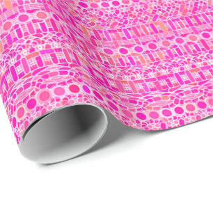 Tribal Batik - fuchsia pink, magenta and coral Wrapping Paper