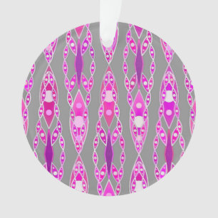 Tribal Batik - Fuchsia Pink, Violet and Grey Ornament